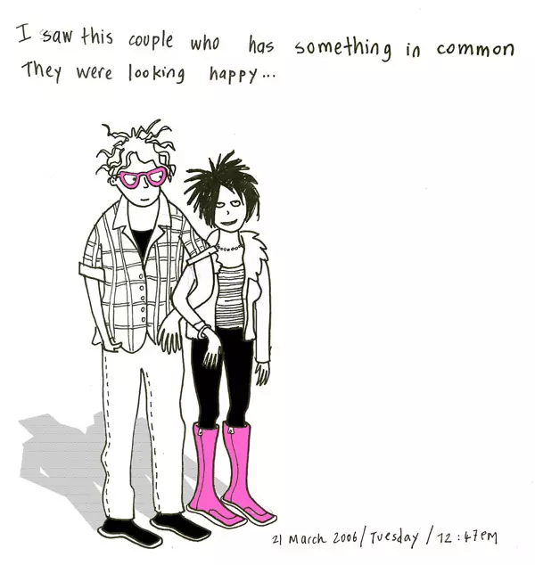 I saw this couple who has something in common. They were looking happy... 