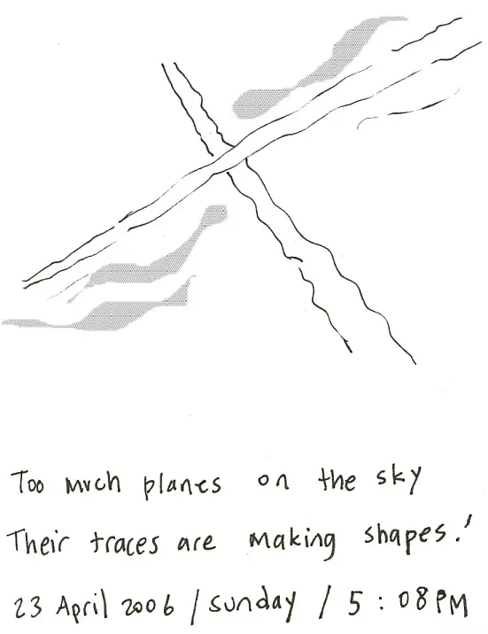 Too much planes on the sky Their traces are making shapes!