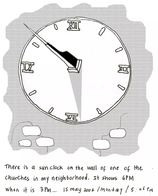 There is a sun clock on the wall of one of the churches in my neighborhood. It shows 6PM when it is 3PM...