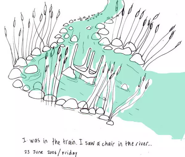 I was in the train. I saw a chair in the river...