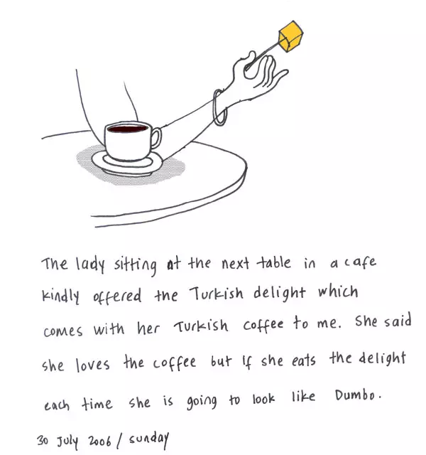 The lady sitting at the next table in a cafe kindly offered the Turkish delight which comes with her Turkish coffee to me. She said she loves the coffee but if she eats the delight each time she is going to look like Dumbo.