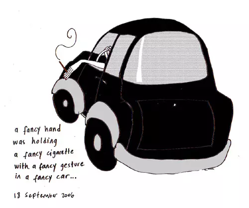 a fancy hand was holding a fancy cigarette with a fancy gesture in a fancy car...