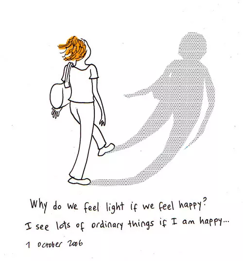 Why so we feel light if we feel happy? I see lots of ordinary things if I am happy...