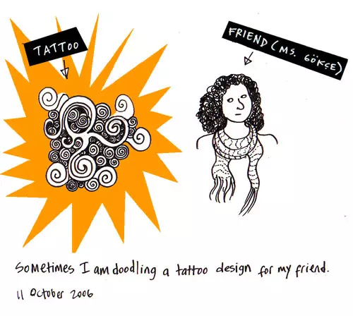 Sometimes I am doodling a tattoo design for my friend.