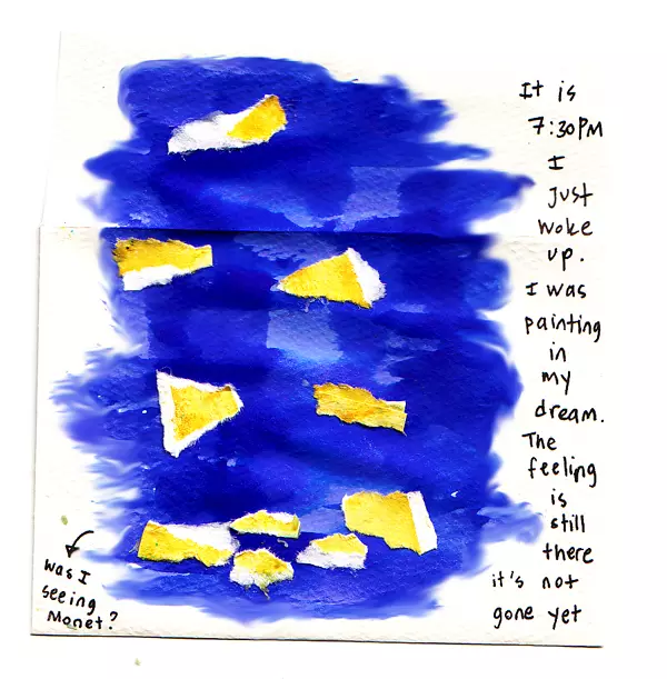 It is 7:30pm I just woke up. I was painting in my dream. The feeling is still there it's not gone yet Was I seeing money?