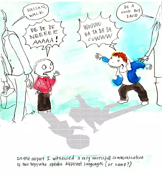 In the airport I witnessed a very successful communication of two boys who speaks different languages (or same?)