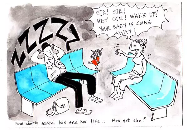 "Sir! Sir! Hey sir! Wake up! Your baby is going away!" She simply saved his and her life... Has not she?