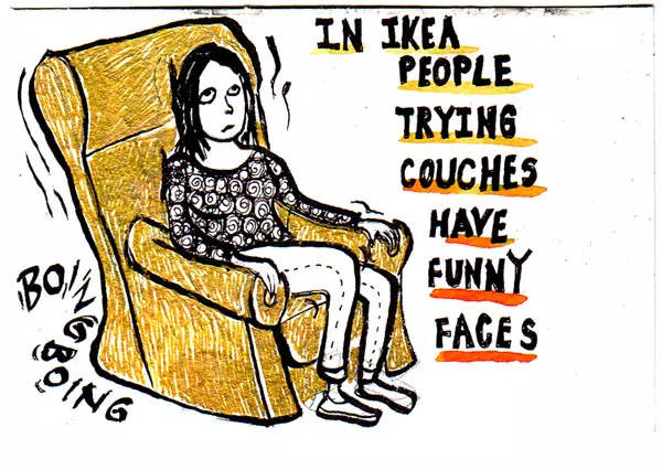 In Ikea people trying couches have funny faces