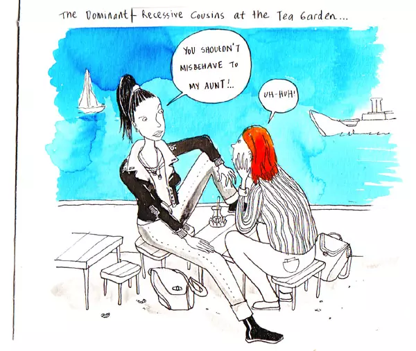 The Dominant Recessive Cousins at the Tea Garden... "You shouldn't misbehave to my aunt!.." "Uh-Huh!"