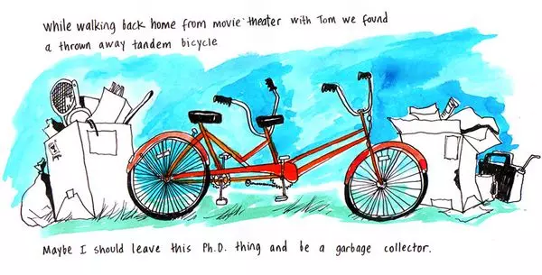 while walking back home from movie theater with Tom we found a thrown away tandem bicycle Maybe I should leave this Ph.D. thing and be a garbage collector.