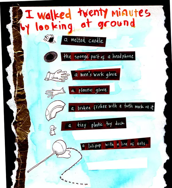 I walked twenty minutes by looking at ground 