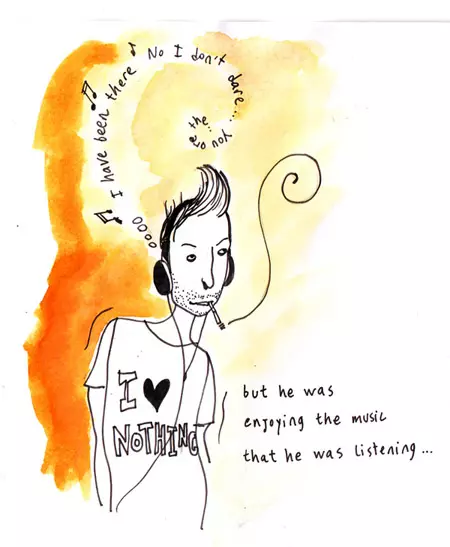 but he was enjoying the music he was listening...