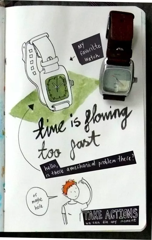 (my favorite watch) time is flowing too fast (hello is there a mechanical problem there?) "or maybe here" Take actions we can die any moment