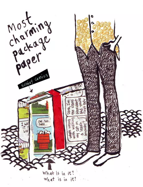 most charming package paper (Sunday comics) what is in it? what is in it?