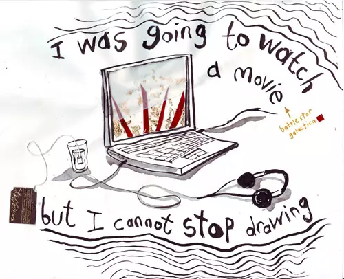 I was going to watch a movie (Battlestar Galactica) but I cannot stop drawing