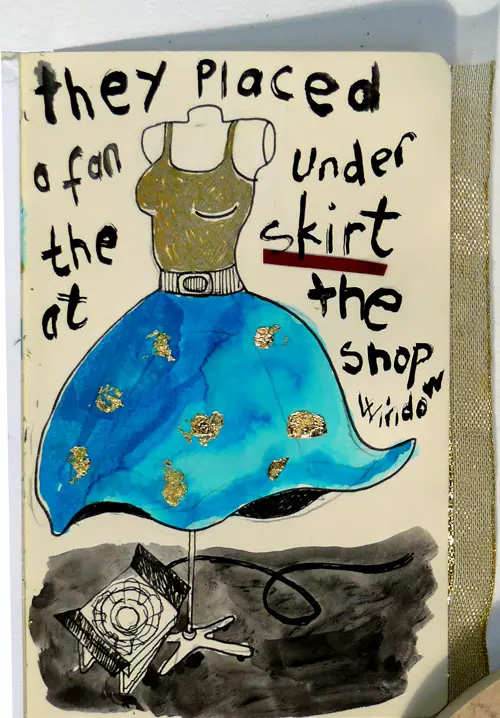 they placed a fan under the skirt at the shop window
