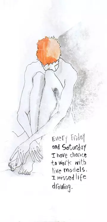 Every Friday and Saturday I have chance to work with live models. I missed drawing.