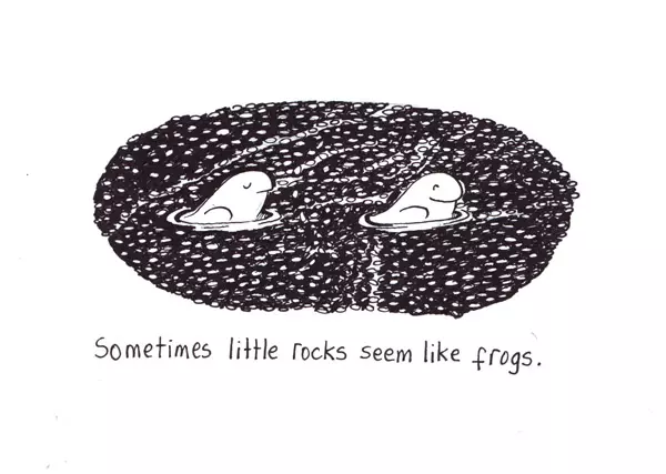 Sometimes little rocks seem like frogs.