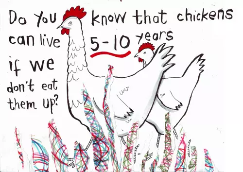 Do you know that chickens can live 5-10 years if we don't eat them up?