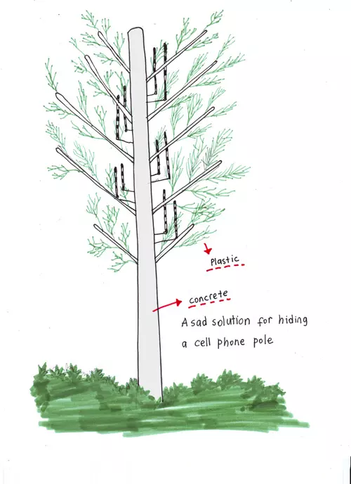 A sad solution for hiding a cell phone pole