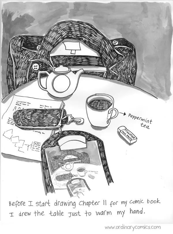Before I start drawing Chapter II for my comic book I drew the table Just to warm my hand. 
