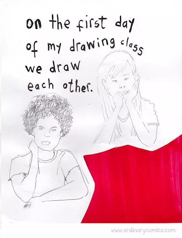 On the first day of my drawing class we draw each other.